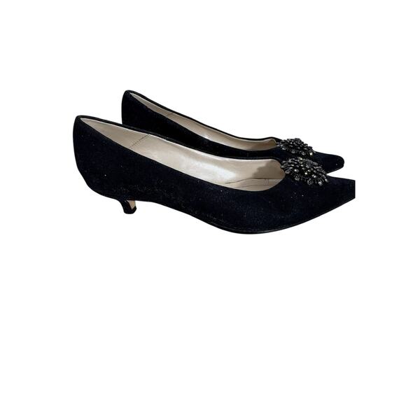 "CAPARROS" Vintage Black Pumps W/Bling Accents Size 6.5 Dress Shoe Slip On Sexy - Picture 2 of 10